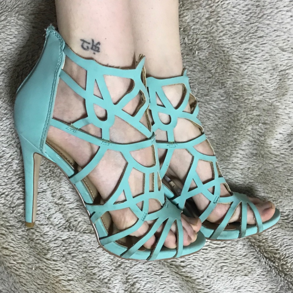 Aqua Strappy Heels